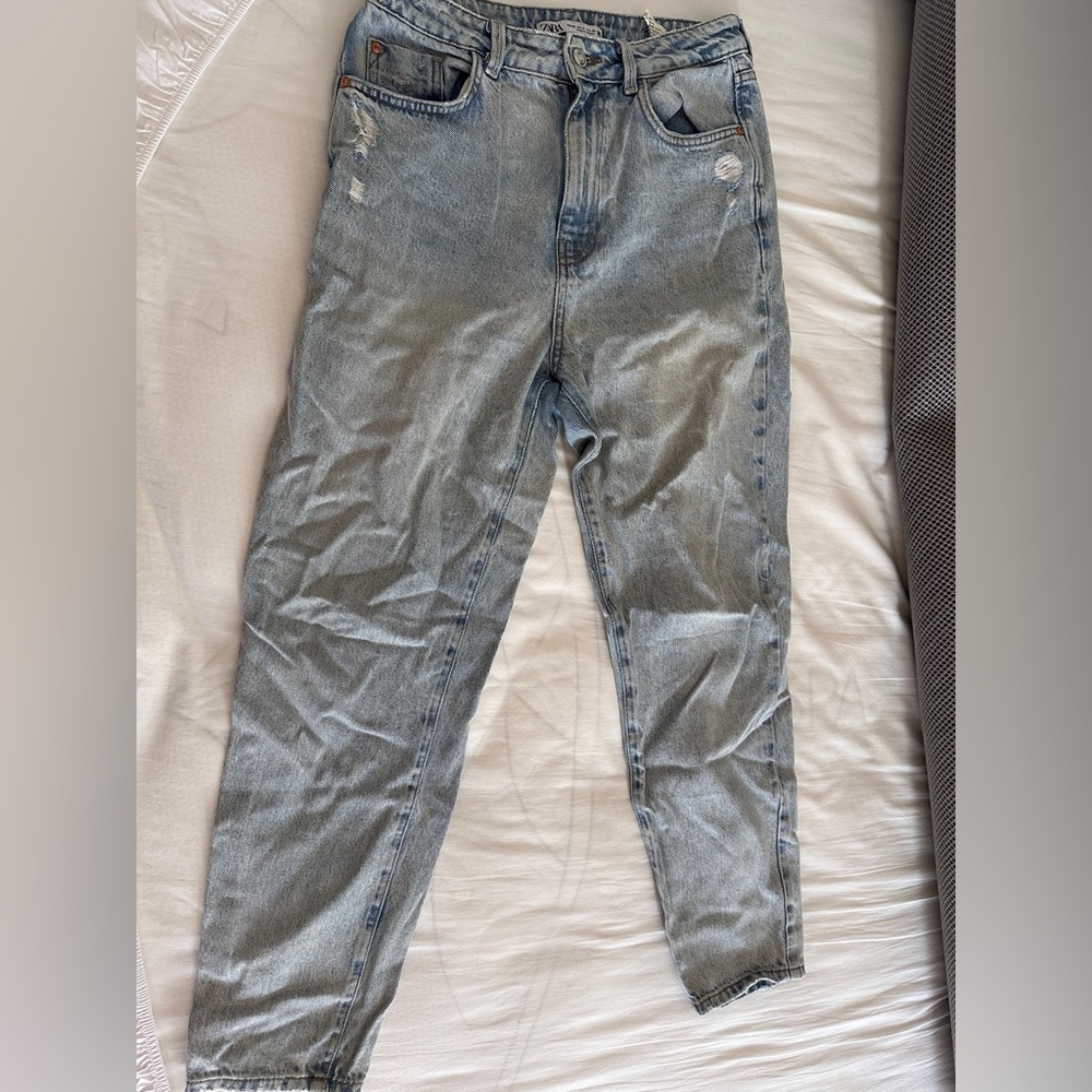 Zara high rise light blue jeans